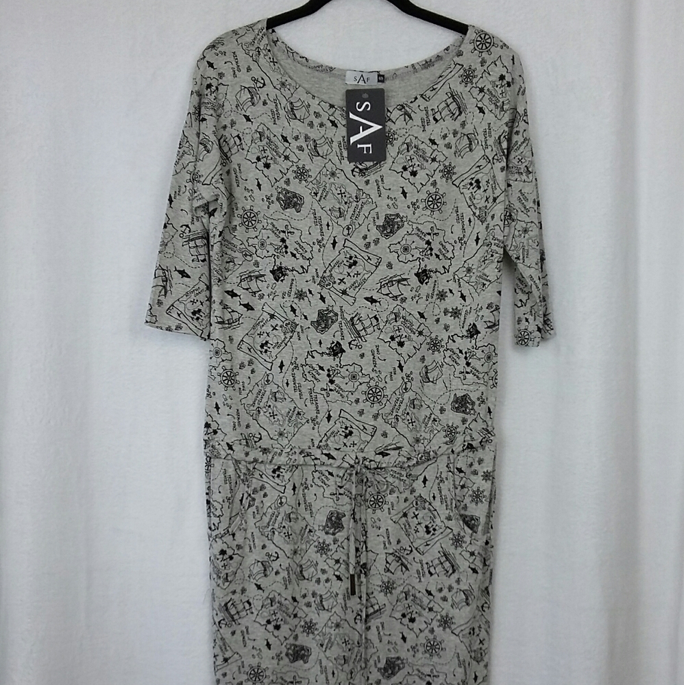 SAF Women's Light Grey Treasure Drop Waist Dress 0015